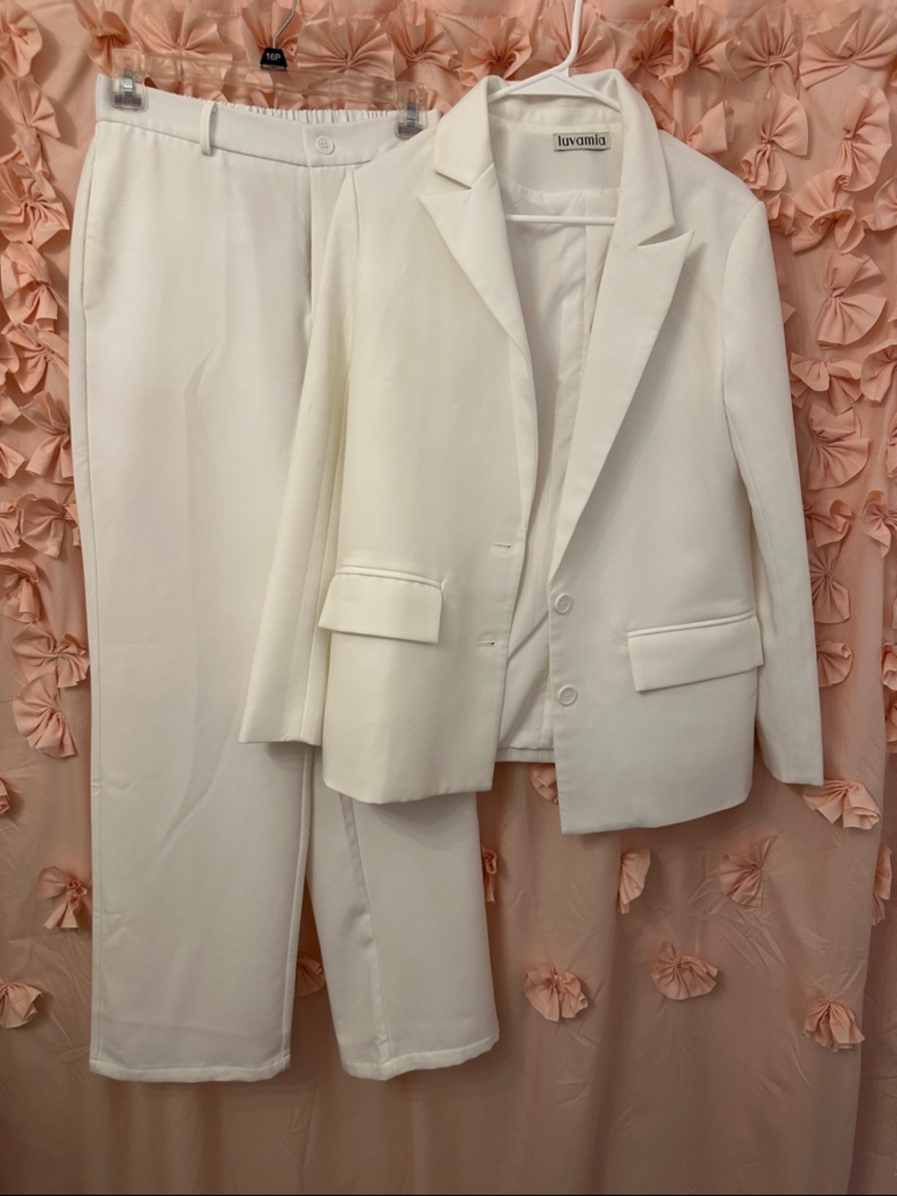 Luvamia Women's White Two-Piece Pant Suit